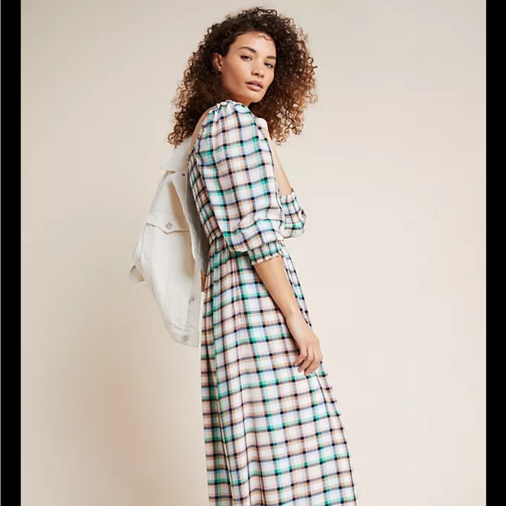 Anthropologie Maeve Cerie Smocked MIDI dress SZ XS